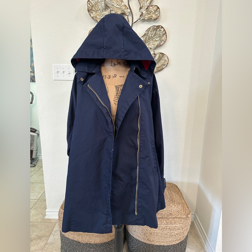 J.Crew Navy & Red Hooded Anorak Jacket Gold Zipper Size XL New With Tags - Picture 4 of 9